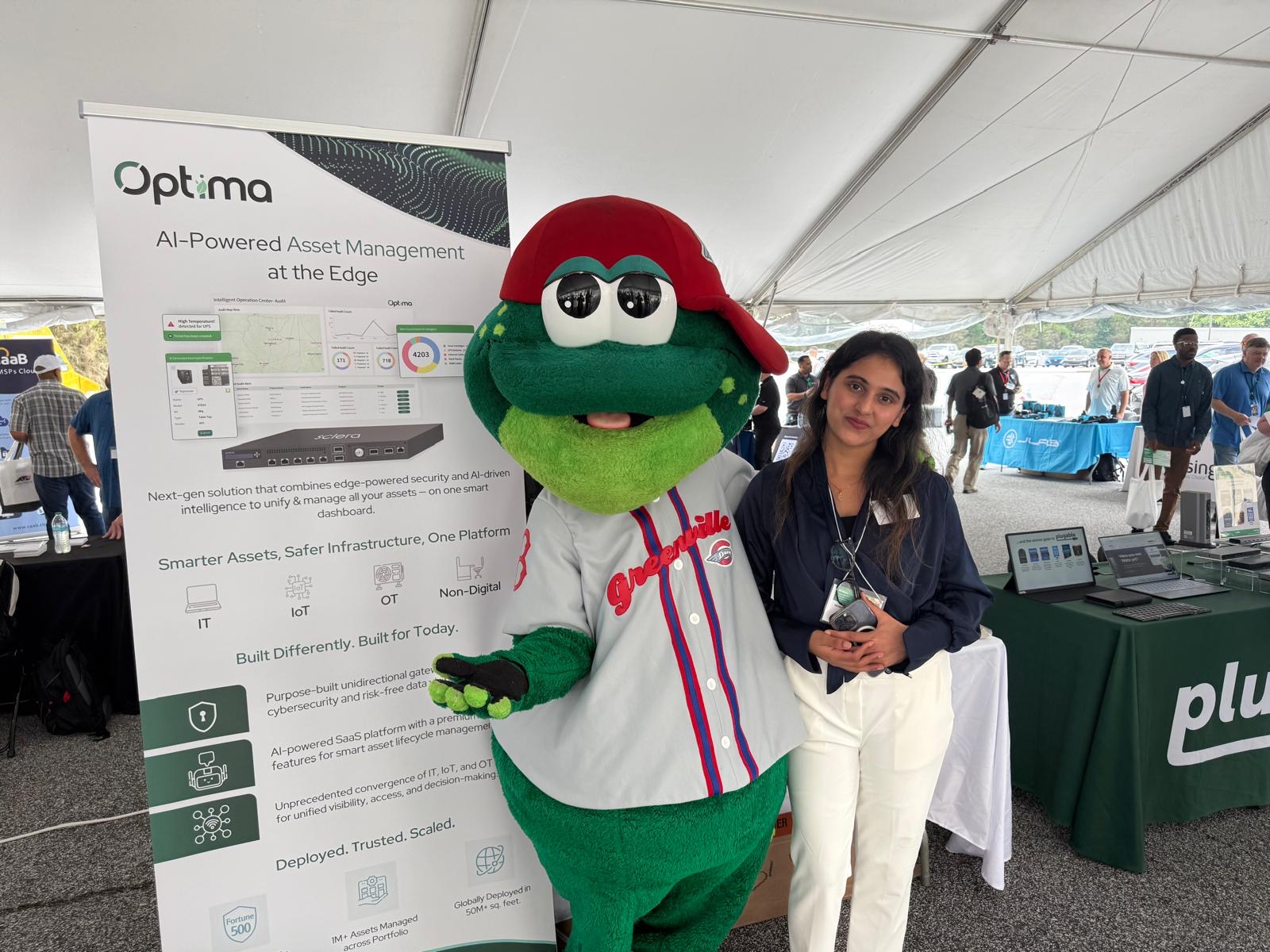 With the Optima mascot at TD SYNNEX outdoor event